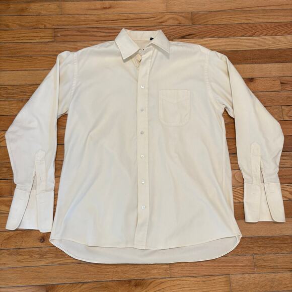 Vintage Gitman Brothers Twill Button Up Made in USA Off White Shirt Mens 16.5 34 - Picture 1 of 6